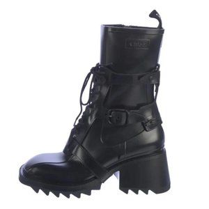 Chloe Betty PVC Rubber Lace-Up Harness Combat Boot Size 40 US Women's 10